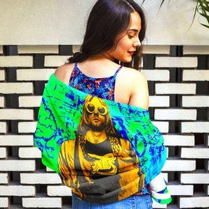 Cool Beach Towel Green Nirvana Print